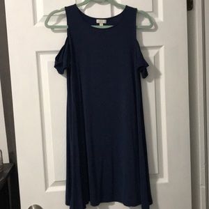 Blue mini dress with shoulder cut outs